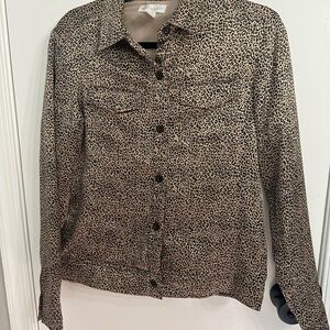 Worthington Animal Print Button Front Jacket/Blazer - 100% Silk - [Small]